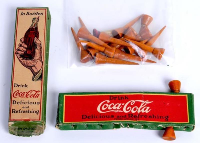 RARE PAIR OF 1920S COCA-COLA GOLF TEE DISPENSERS
