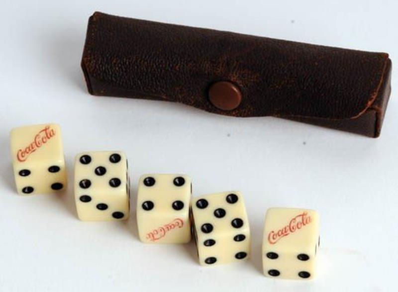 c1920 Coca-Cola Dice set in leather case