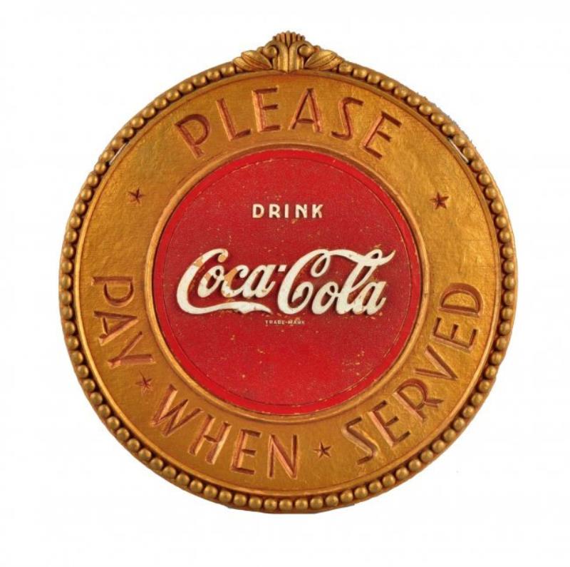 1940's Coca - Cola Fiberboard/Composition Sign