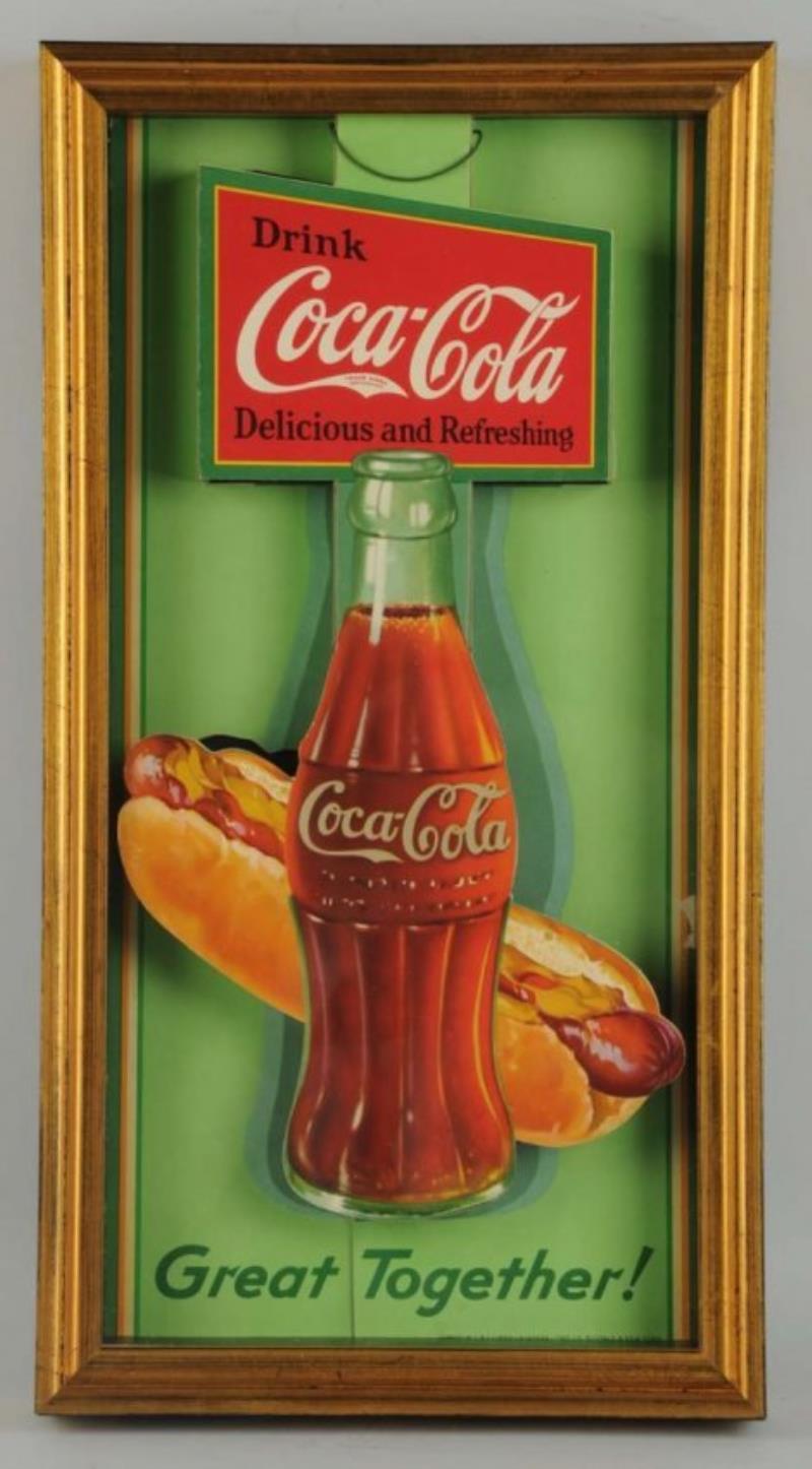 1932 Coca-Cola 3-D Hot Dog Display Sign.