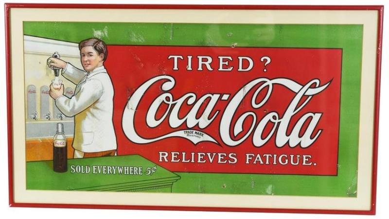 Coca-Cola Relieves Fatigue "Tired?" w/Soda Jerk Poster
