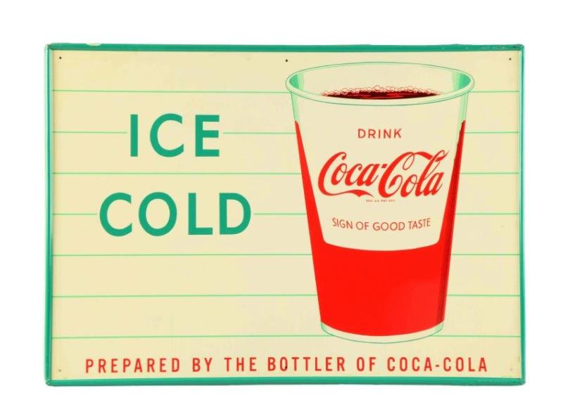 1960's Coca-Cola Self Framed Tin Cup Sign