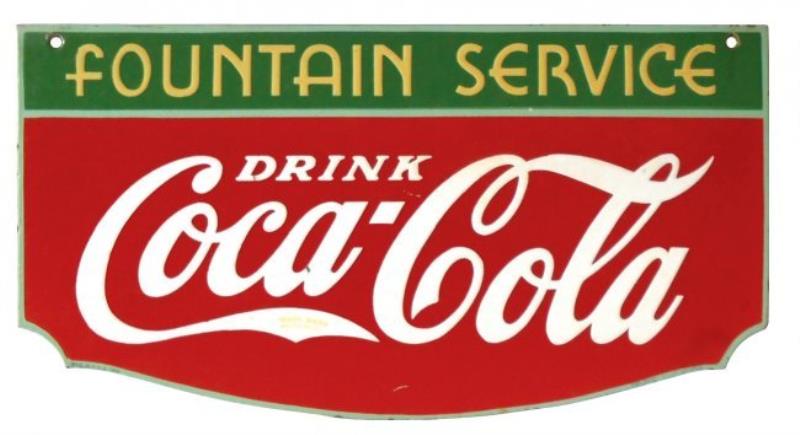 Coca-Cola Fountain Service sign, 2-sided diecut