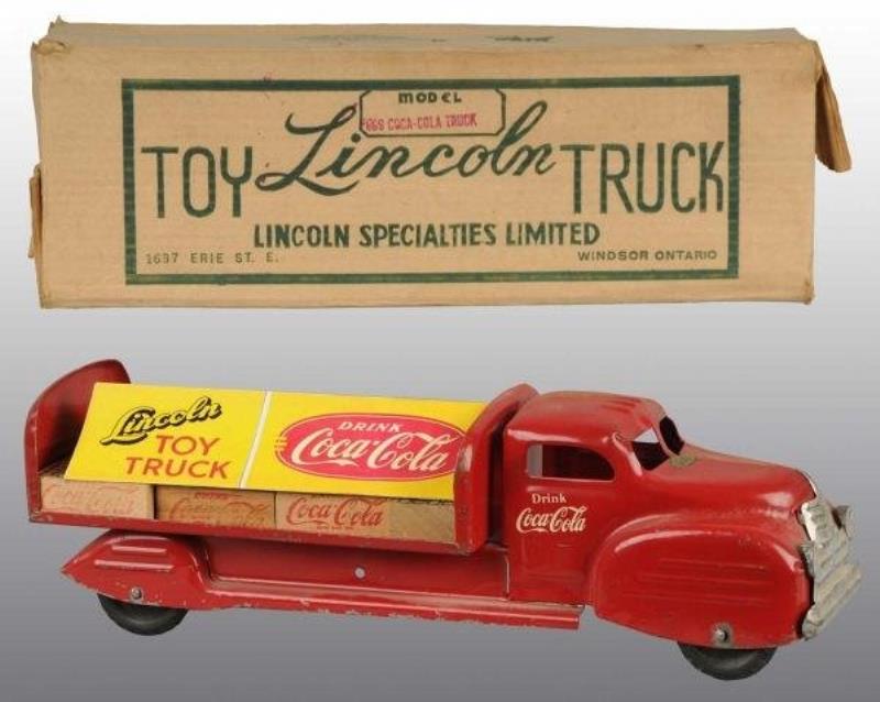 Tin Lincoln Coca-Cola Truck with Box.