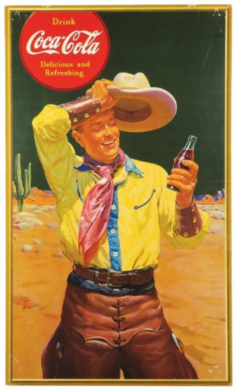 1941 Coca Cola "Cowboy" Cardboard Poster