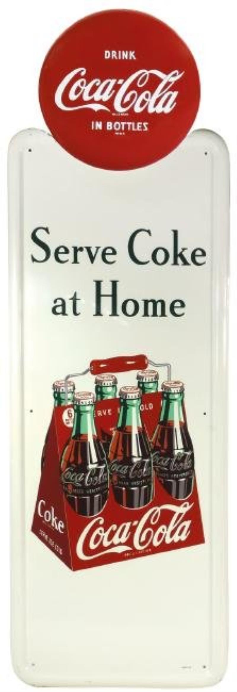 Coca-Cola sign, "Serve Coke at Home", 2-pc self-framed