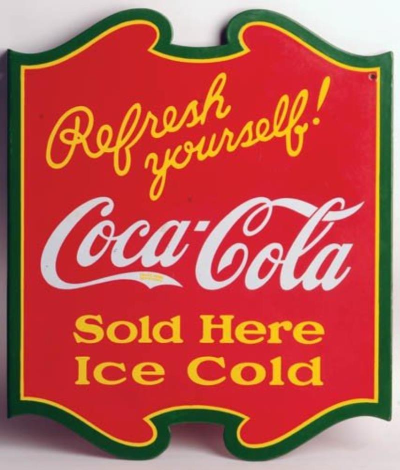 1938 Coca-Cola porcelain flange sign