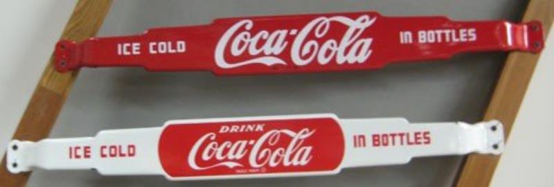 2 COCA-COLA PORCELAIN 1950'S DOOR BARS