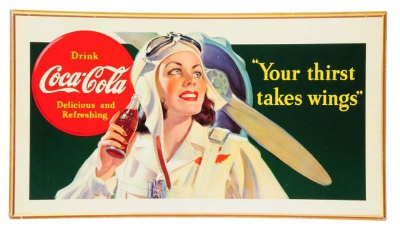 1941 Beautiful Coca - Cola Aviator Girl Poster
