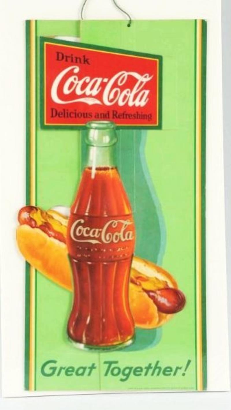 1932 Coca-Cola Cardboard Hot Dog Cutout.