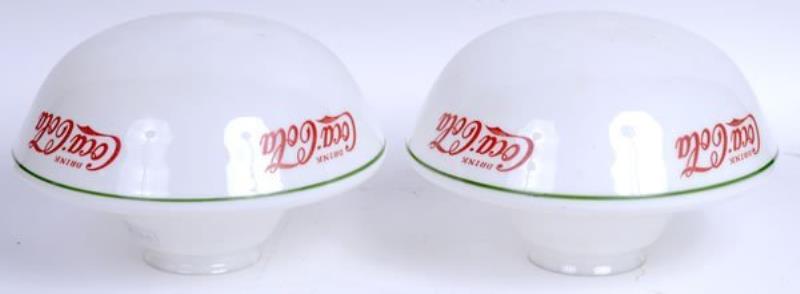 LOT OF 2 COCA-COLA MILK GLASS LIGHT SHADES