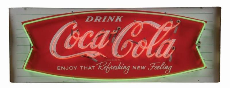 PORCELAIN COCA-COLA FISHTAIL NEON SIGN