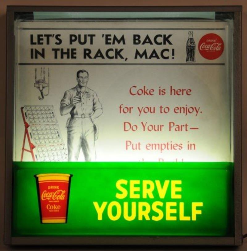 1950'S SERVE YOURSELF COCA-COLA LIGHTED SIGN
