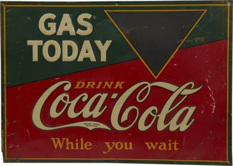 Coca-Cola Embossed Tin Gas Station Sign