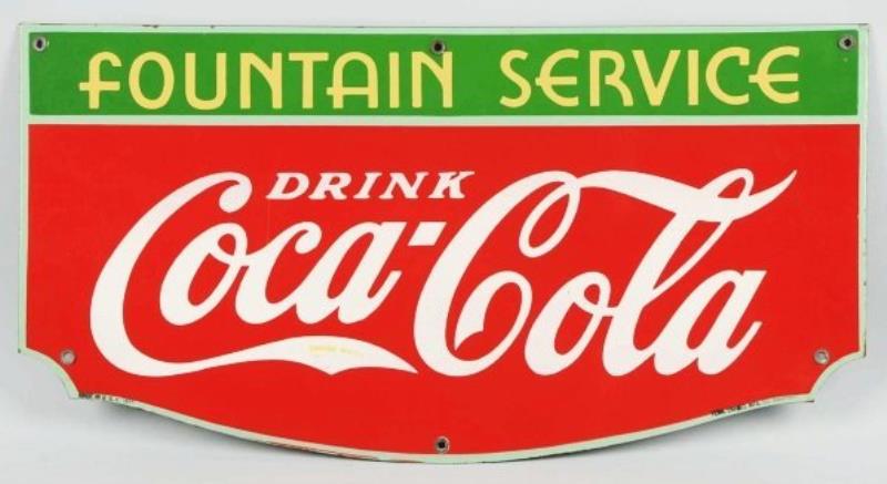 1935 Coca-Cola Elongate Shield Porcelain Sign.