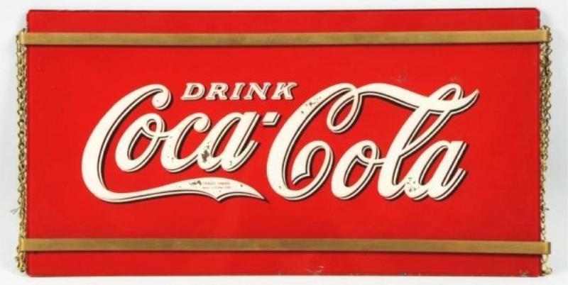 1930s Brunhoff Coca-Cola Reverse Glass Sign.
