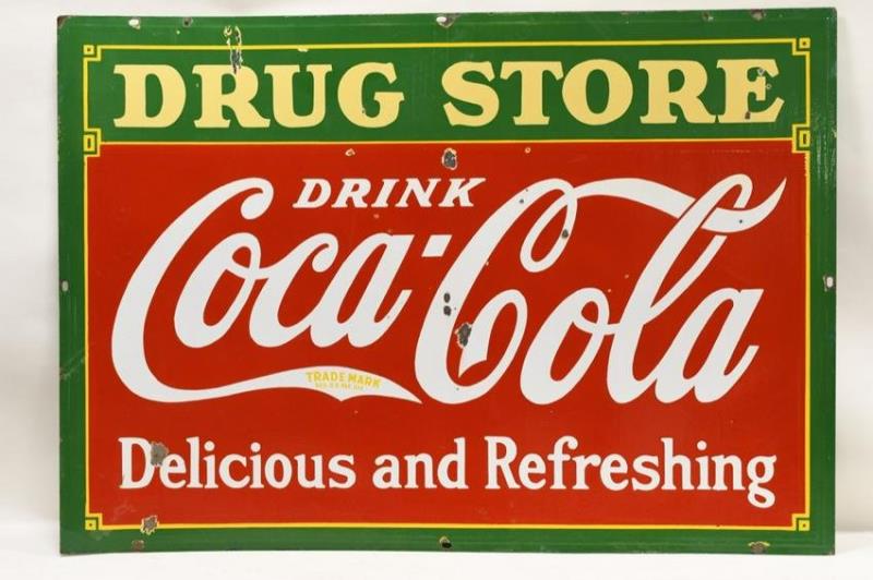 Large DSP Coca-Cola Drug Store Advertising Sign