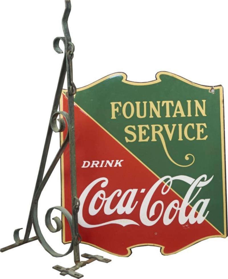 Coca Cola Die-Cut Double Sided Porcelain Advertisement