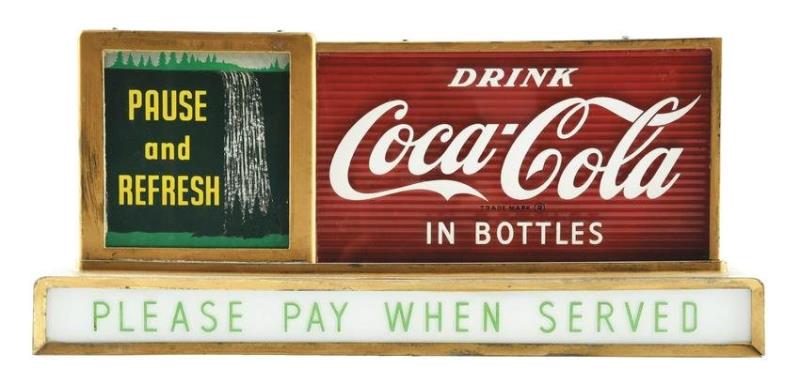 COCA-COLA WATERFALL LIGHT-UP COUNTER TOP SIGN.