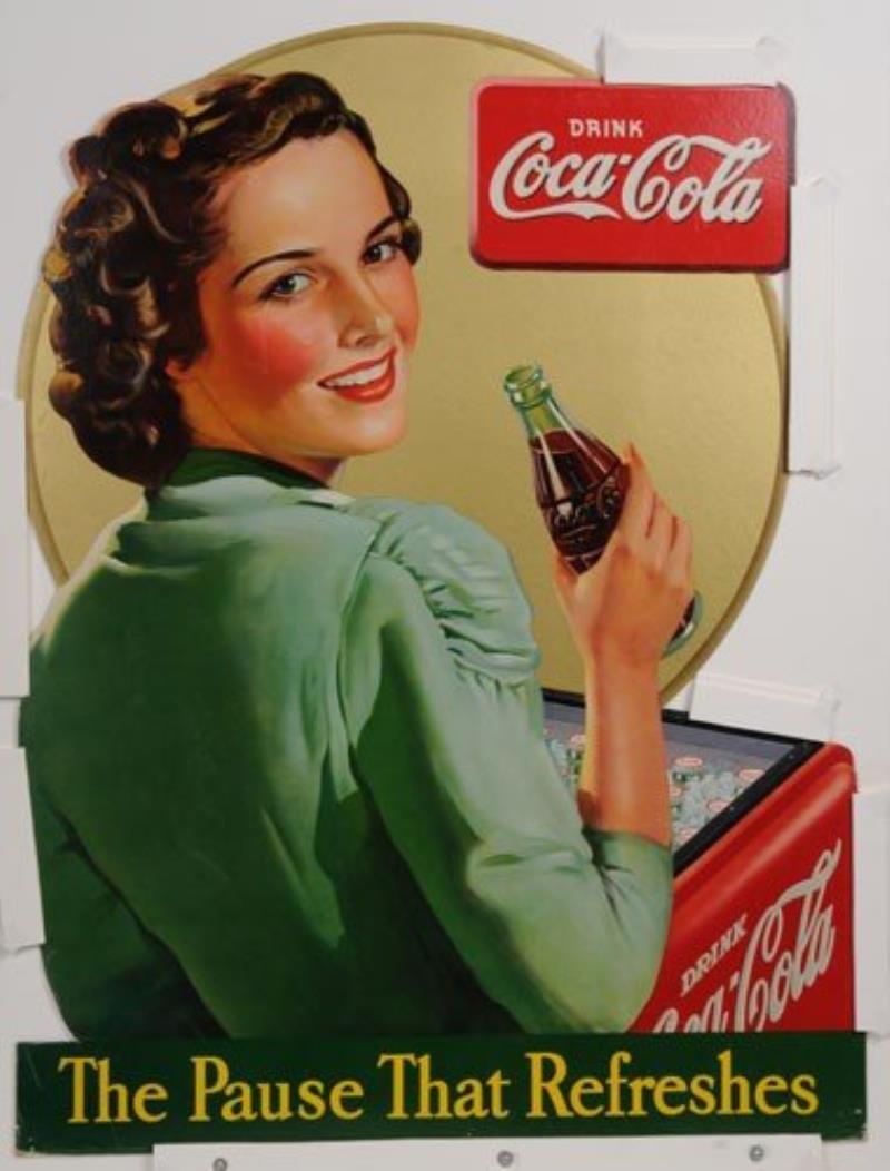 1956 COCA-COLA LARGE CARDBOARD CUT-OUT SIGN Value & Price Guide