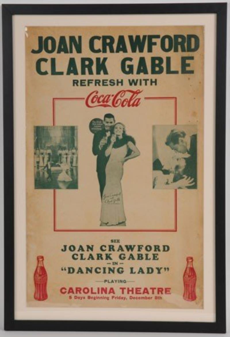 CIRCA 1933 CRAWFORD & GABLE COCA-COLA POSTER