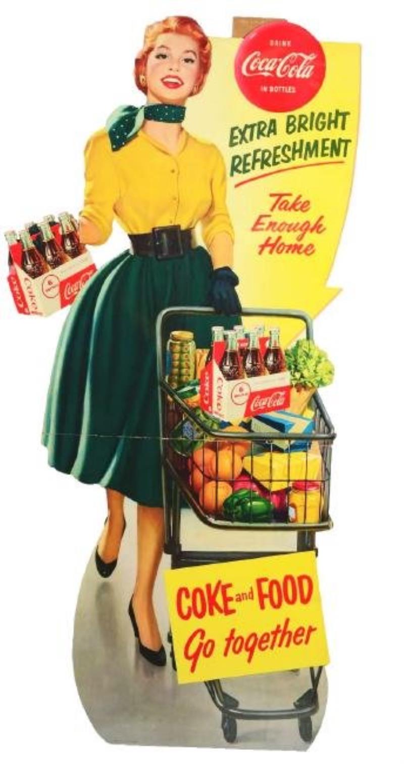 Coca-Cola Diecut Cardboard Advertising Sign.