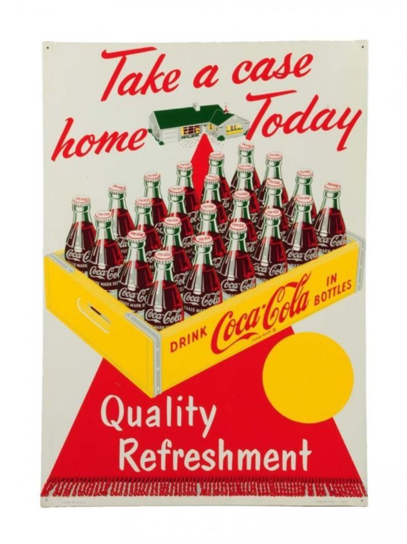 1950's Coca - Cola Tin Sign with Case.