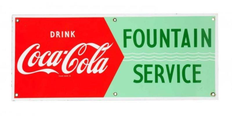 1950's Coca - Cola Porcelain Fountain Service Sign