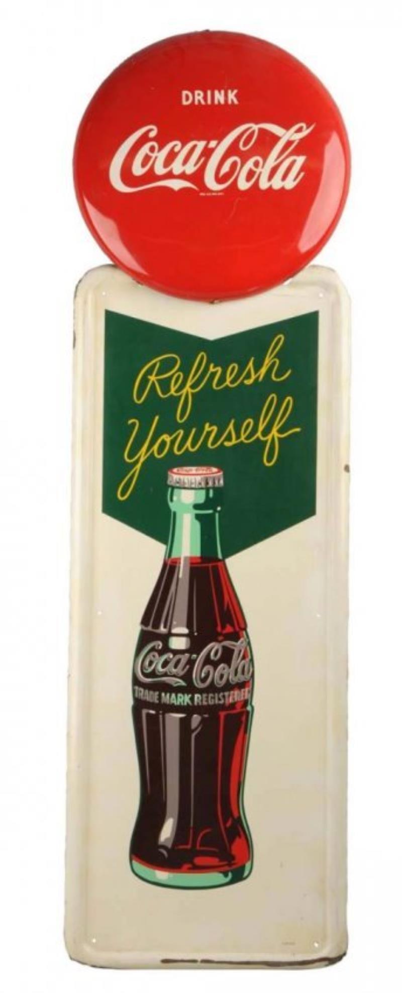 Rare 1950 Coca - Cola Pilaster & Button.
