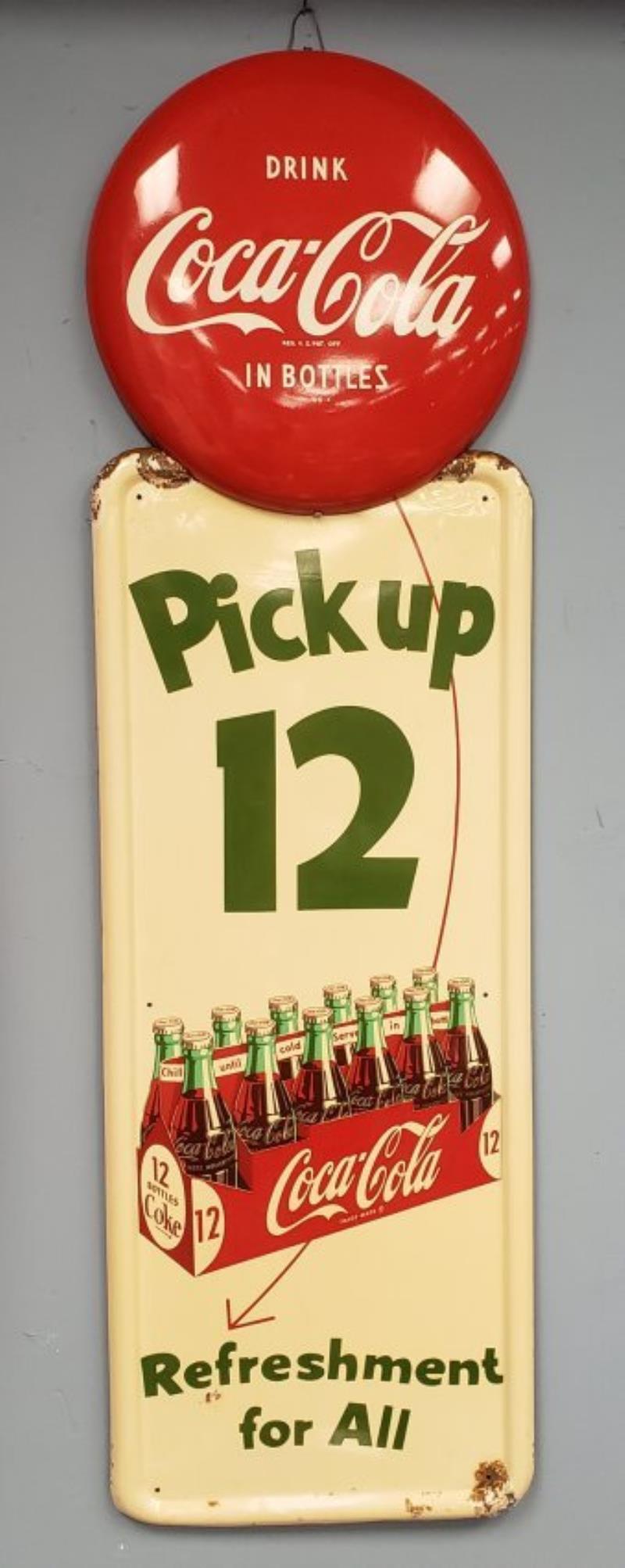 1950's NOS Pick up 12 Coca Cola Pilaster sign