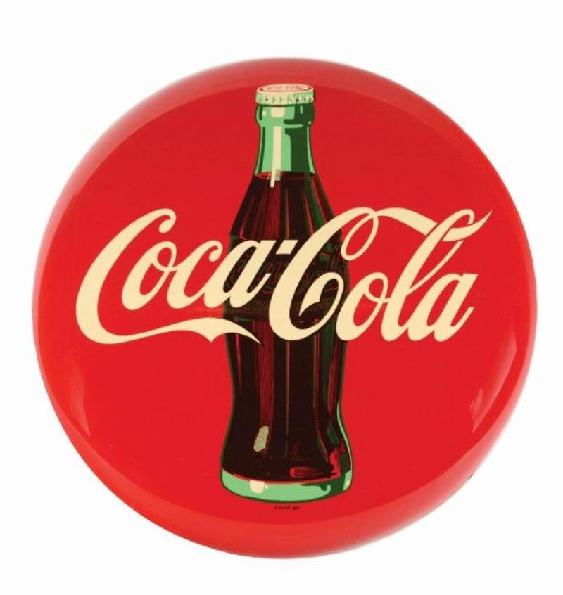 Coca-Cola Tin Button Sign In Original Box.