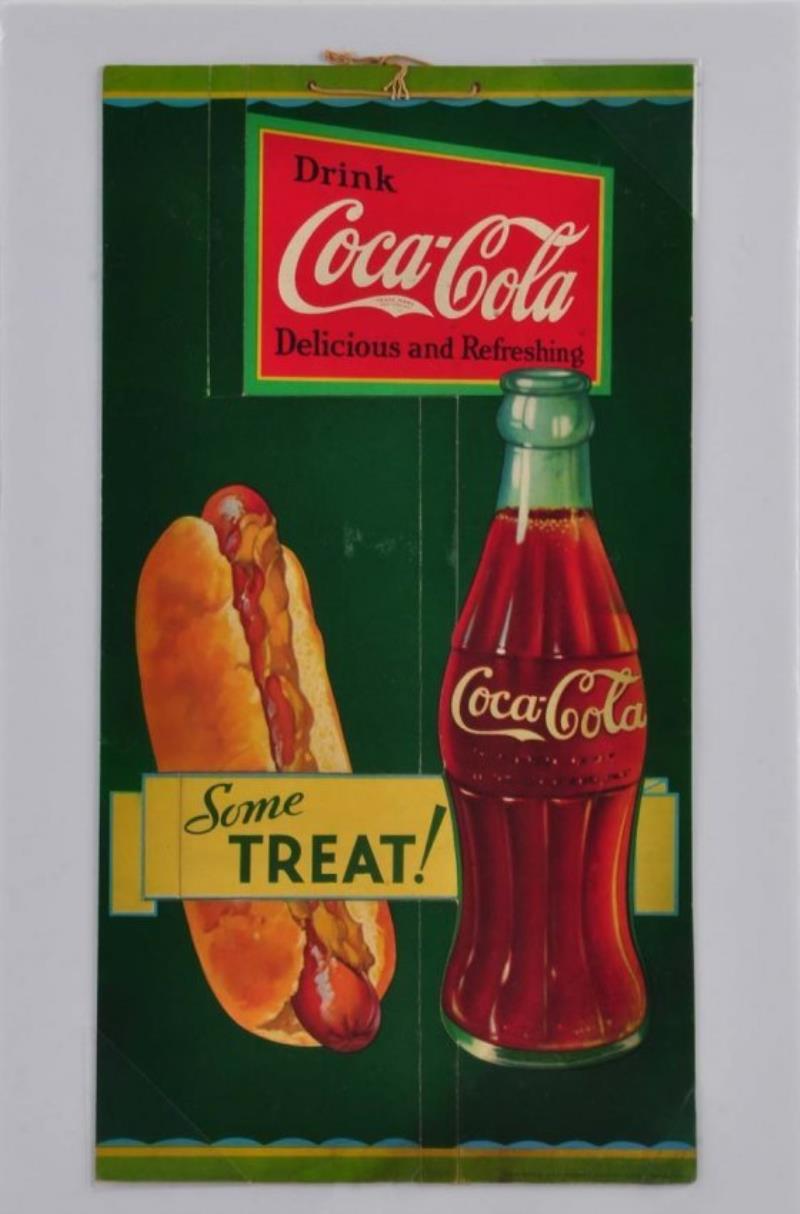 1930's Scarce Coca Cola & Hot Dog Foldout Sign.
