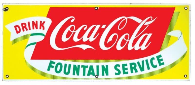 Coca-Cola sign, Fountain Service, porcelain, very clean