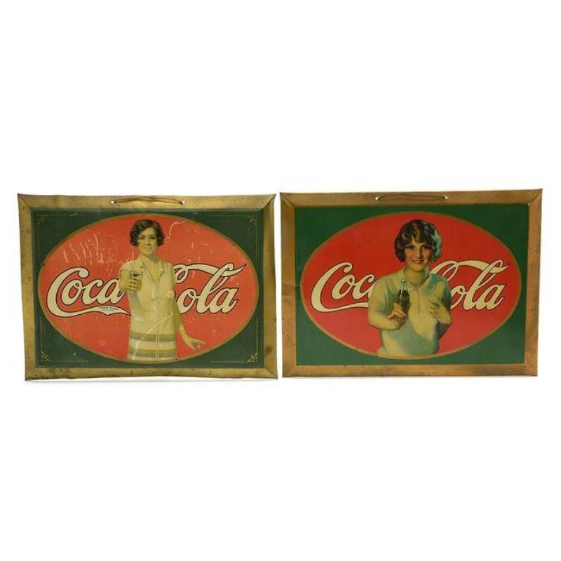 Two Coca-Cola Embossed Tin Hanging Signs