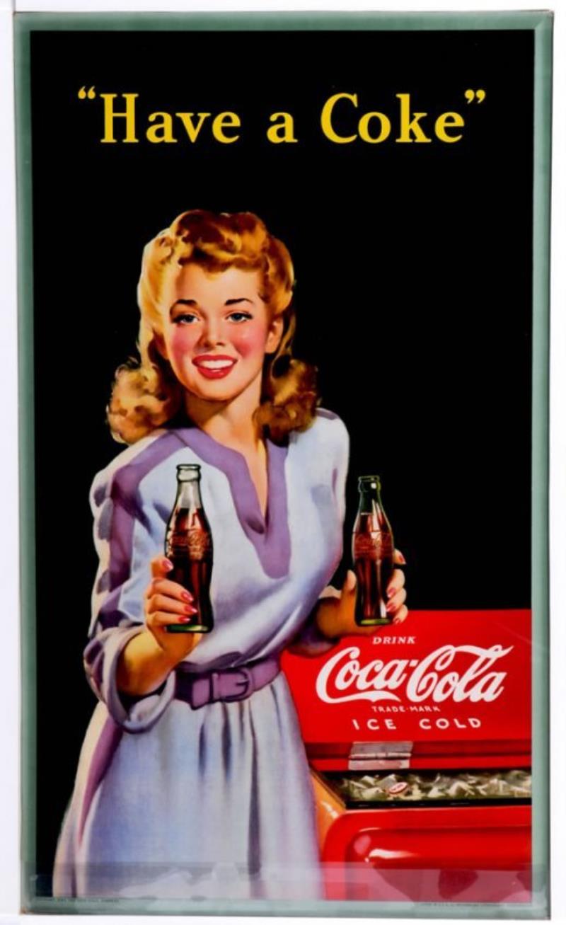 1943 COCA-COLA CARDBOARD SMALL VERTICAL POSTER
