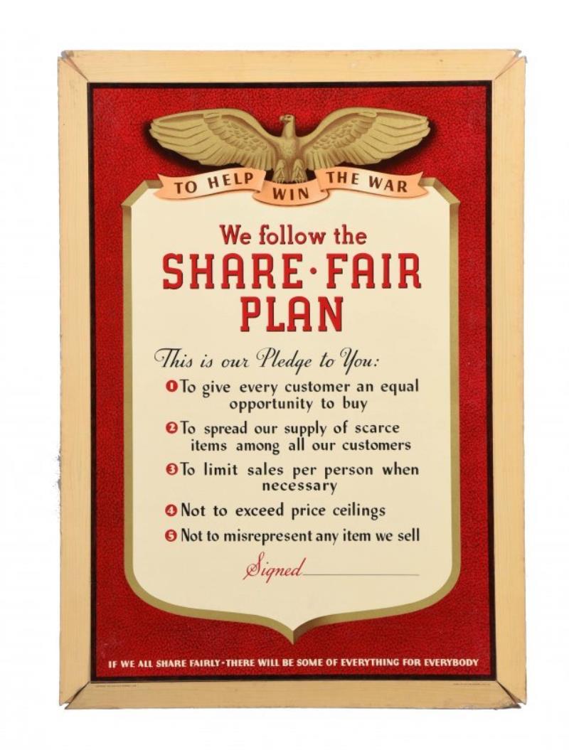 1943 Coca - Cola Share Fair Plan Sign
