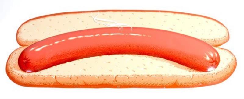 COCA-COLA CUTOUT EMBOSSED TIN HOT DOG SIGN