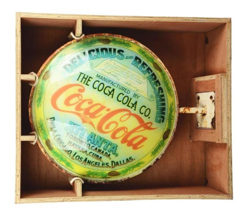 Large Coca-Cola Keg Label Flange Sign