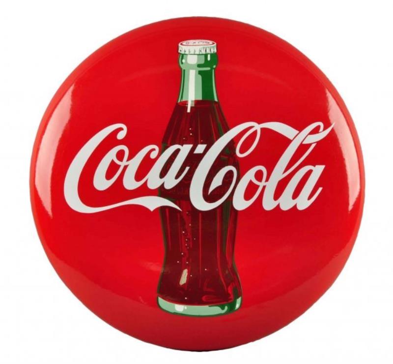 1950's Coca - Cola Porcelain Button Sign.
