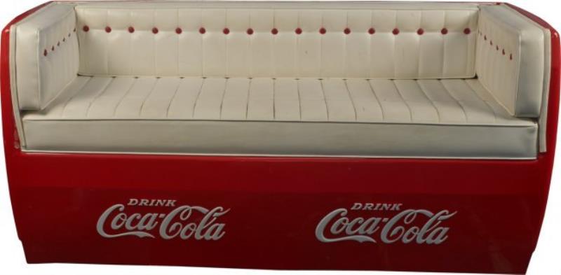 Drink Coca Cola Cooler Couch on Casters