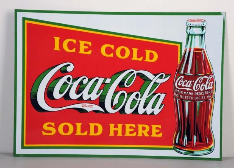 Stunning 1933 Coca - Cola Embossed Tin Sign.