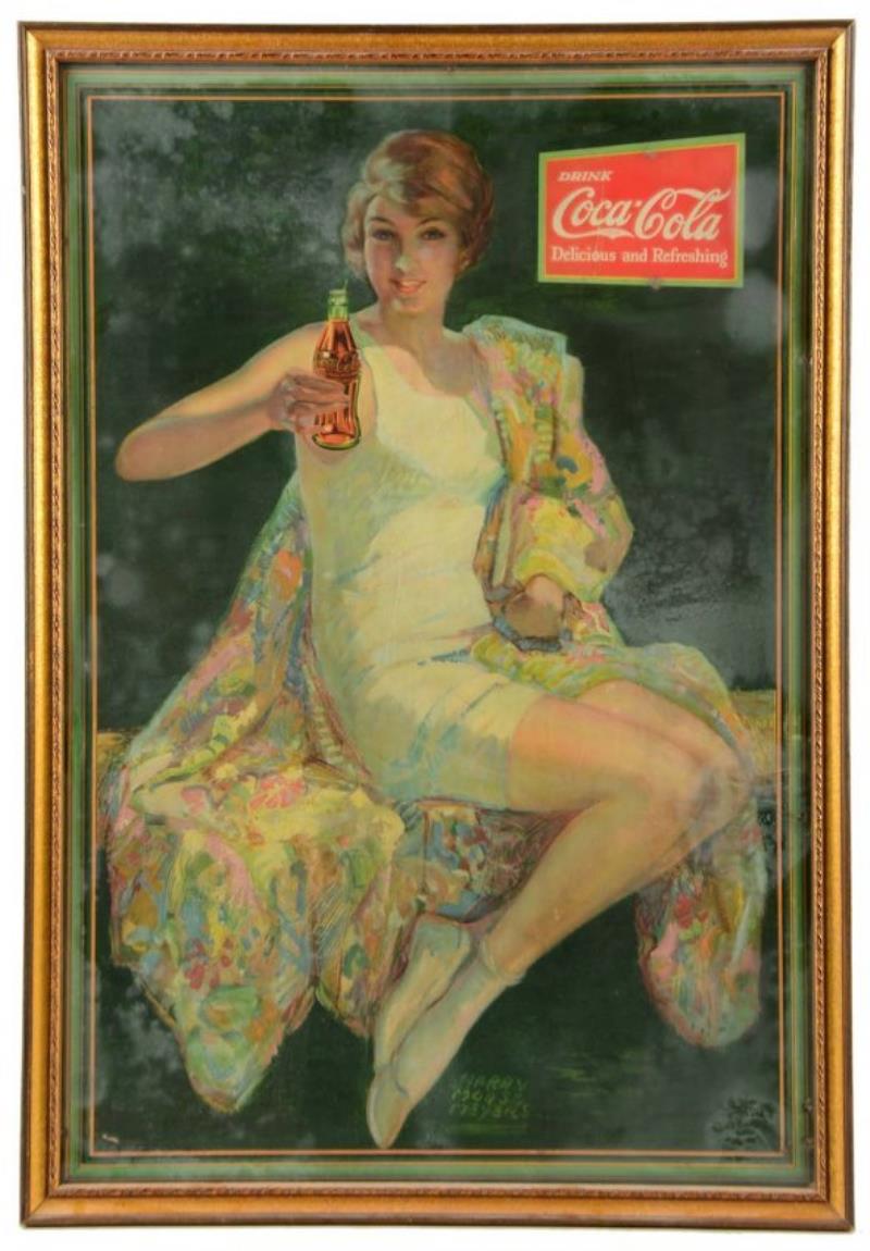 1928 Coca-Cola Cardboard Sign w/ Bottle