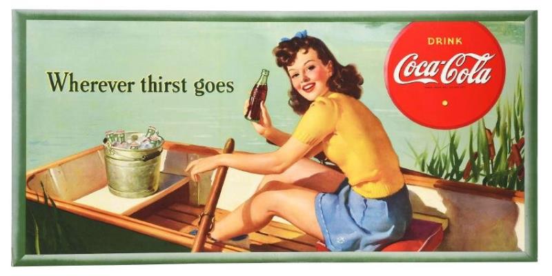 Large Coca-Cola Cardboard Advertising Sign.