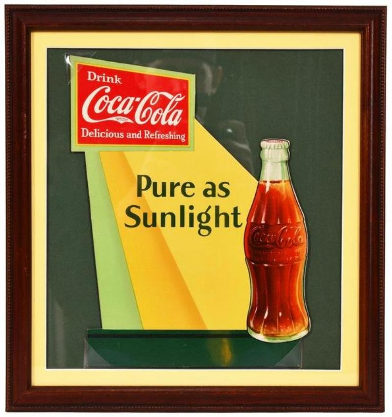 Drink Coca-Cola w/Bottle "Pure as Sunlight" Cardboard