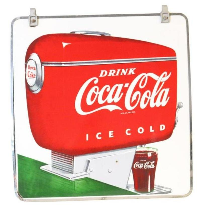 Drink Coca-Cola Ice Cold Red Head Porcelain Sign
