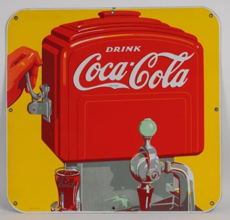 1940 COCA-COLA PORCELAIN DISPENSER SIGN