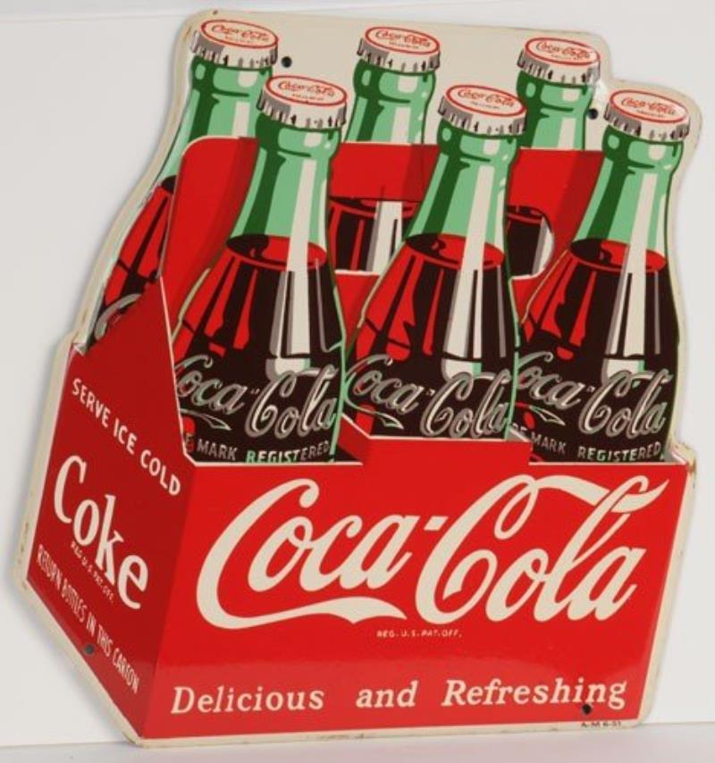 1951 COCA-COLA CUT-OUT 6-PACK SIGN