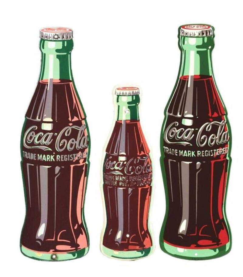 PORCELAIN AND TIN COCA-COLA BOTTLE SIGNS