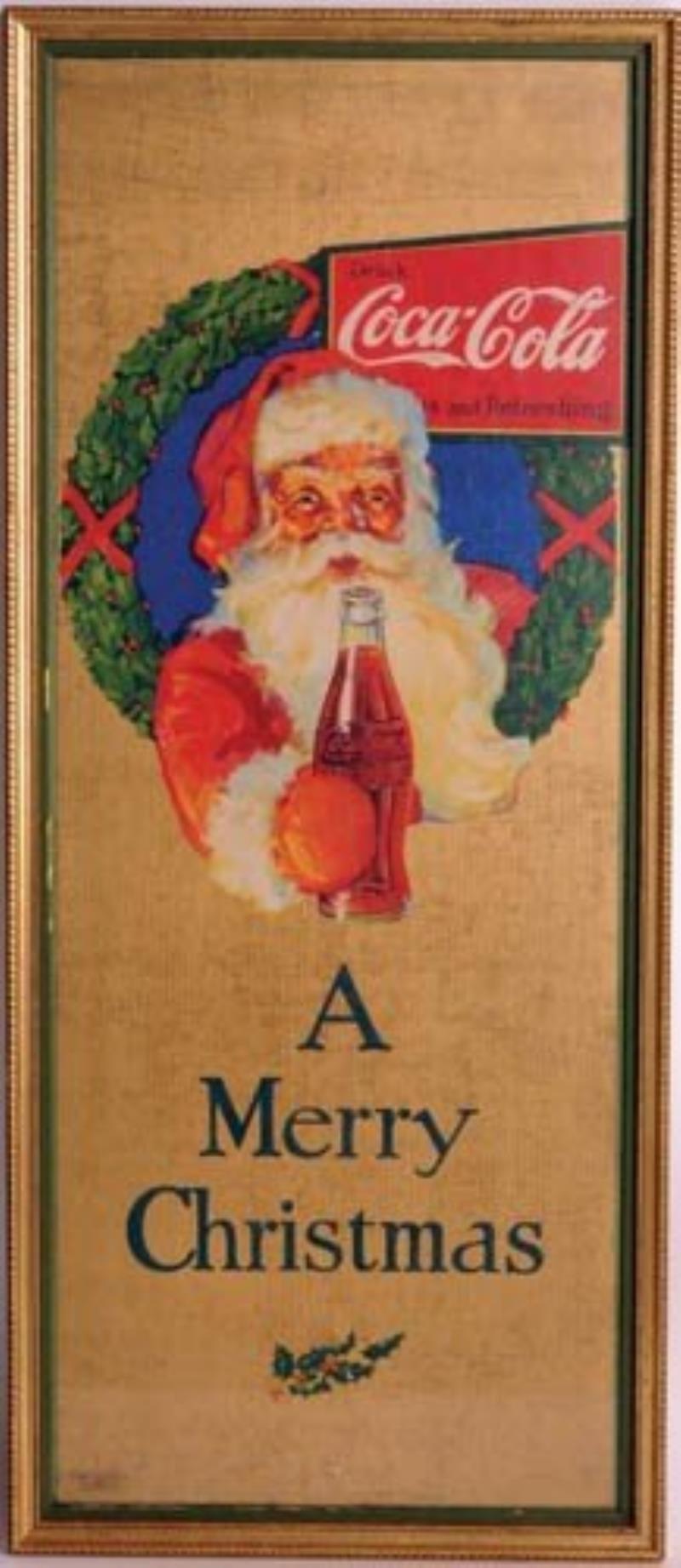 1920's Coca-Cola paper sign, Santa