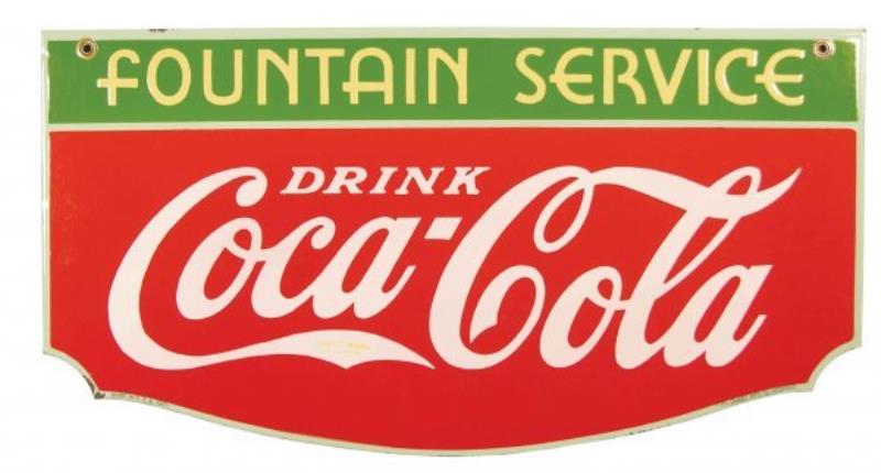 Coca Cola Fountain Service 1934 Porcelain Sign